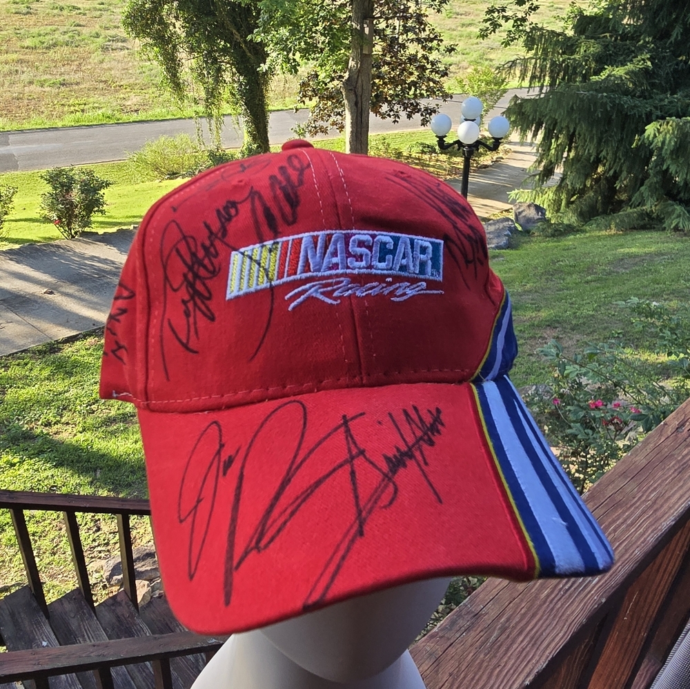 Vintage Signed Nascar Racing Cap, 10 Autographs